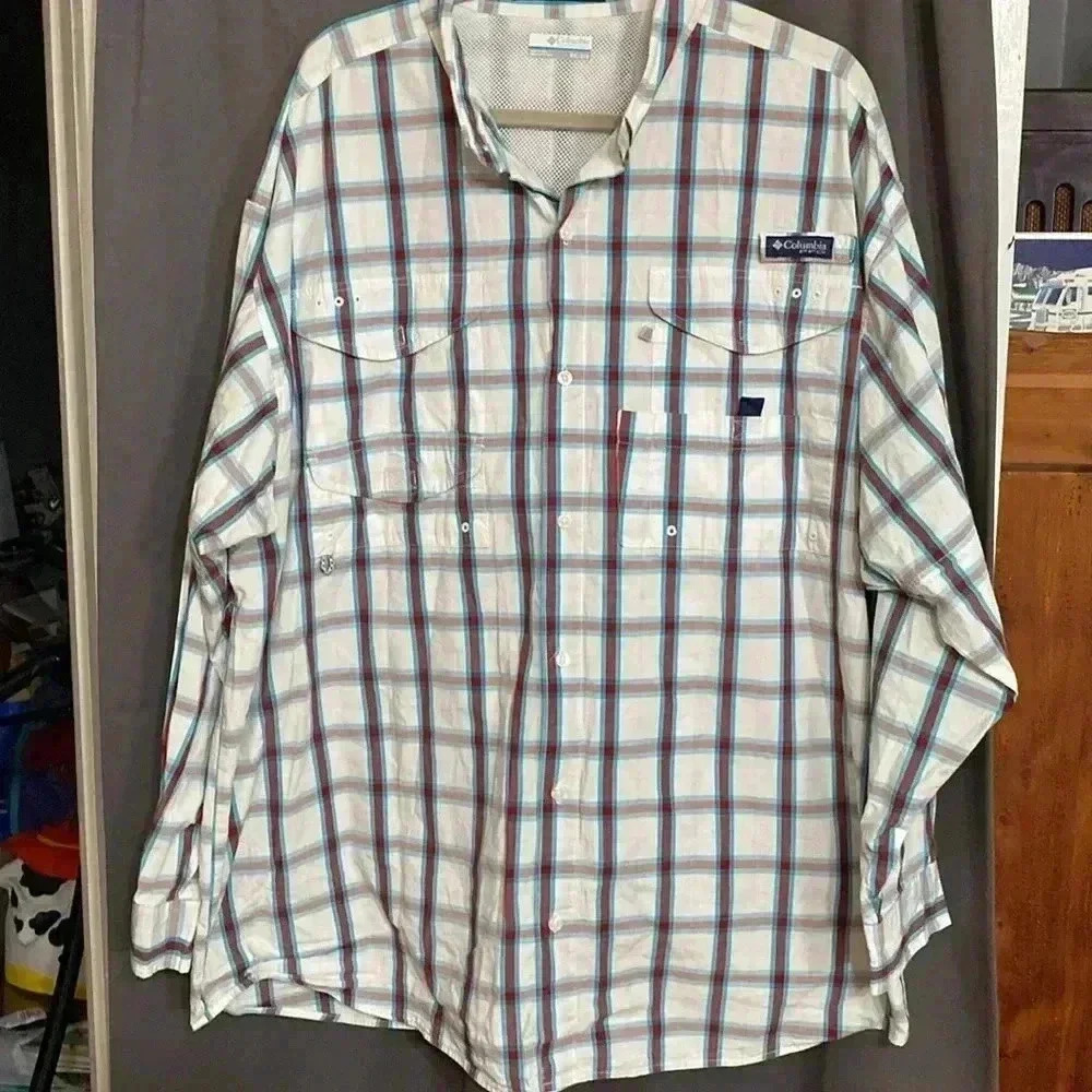 COLUMBIA PFG SUPER BONEHEAD MENS SIZE 2 XL LONG‎ SLEEVE COTTON SHIRT AIR VENT - Picture 2 of 13